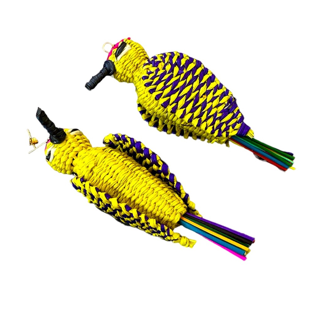 Large Texture Boho Statement Colombian Iraca Earr… - image 1